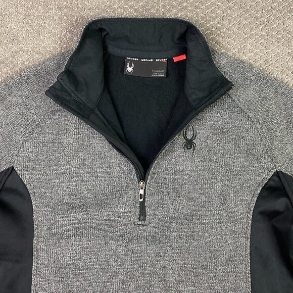 Spyder Outbound Sweater Jacket Men's Large Gray black 1/4 Zip 1/2 Zip Sweatshirt - Picture 4 of 10